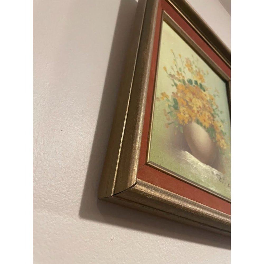 Vintage Original Oil-Acrylic Painting of Flowers-Still Life-on Board in Frame - Picture 6 of 12